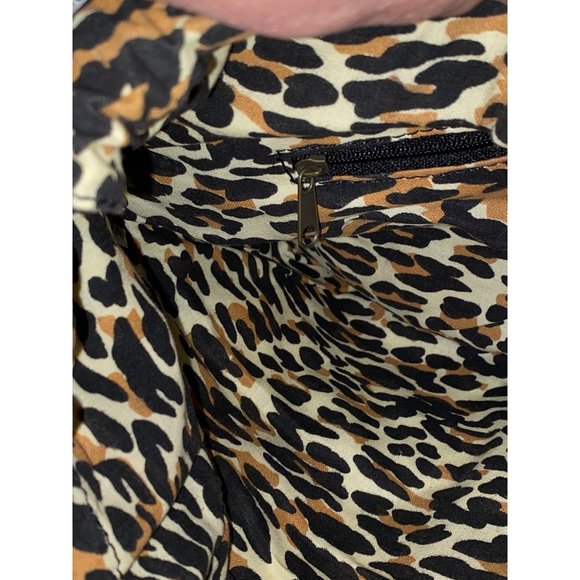Vintage Betsey Johnson Leather Shoulder Bag Brass Handles Leopard Cheetah - Picture 14 of 15